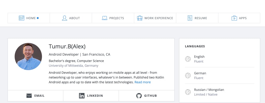 Screenshot of First Portfolio