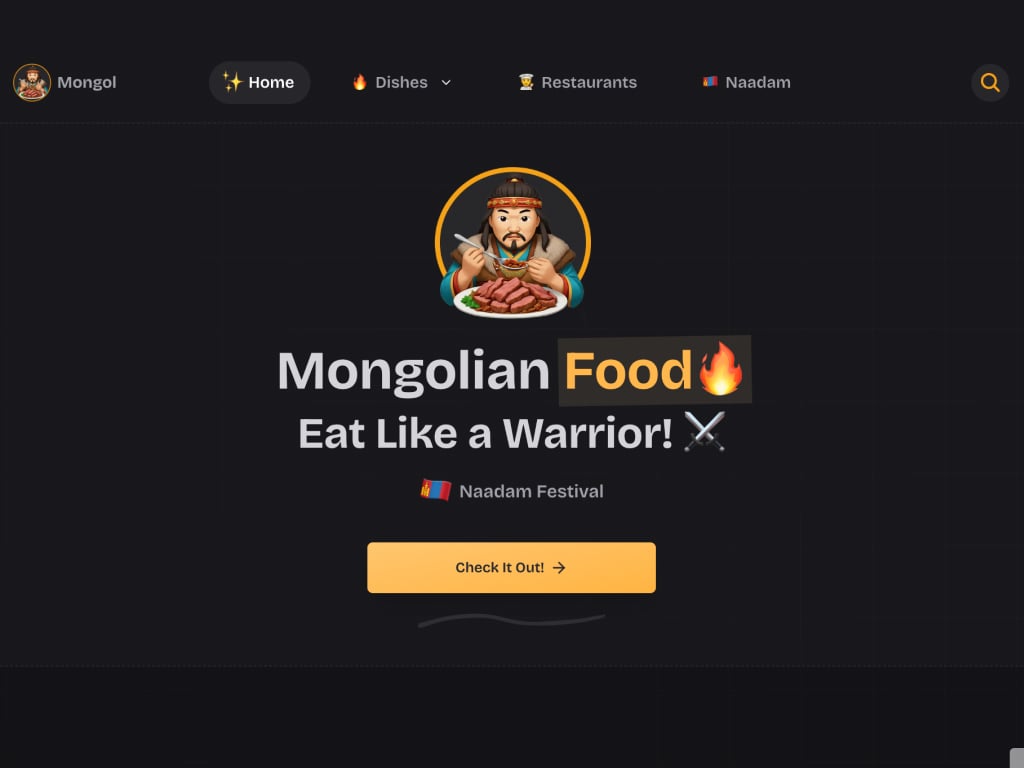 Screenshot of Mongol Food App - Mobile view