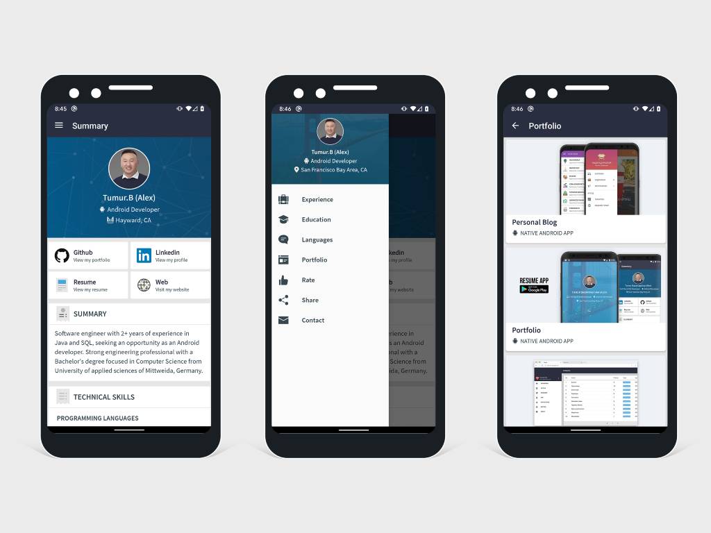 Screenshot of Portfolio App 1.0 - Mobile view