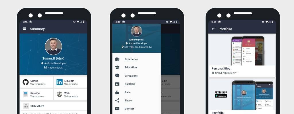 Screenshot of Portfolio App 1.0